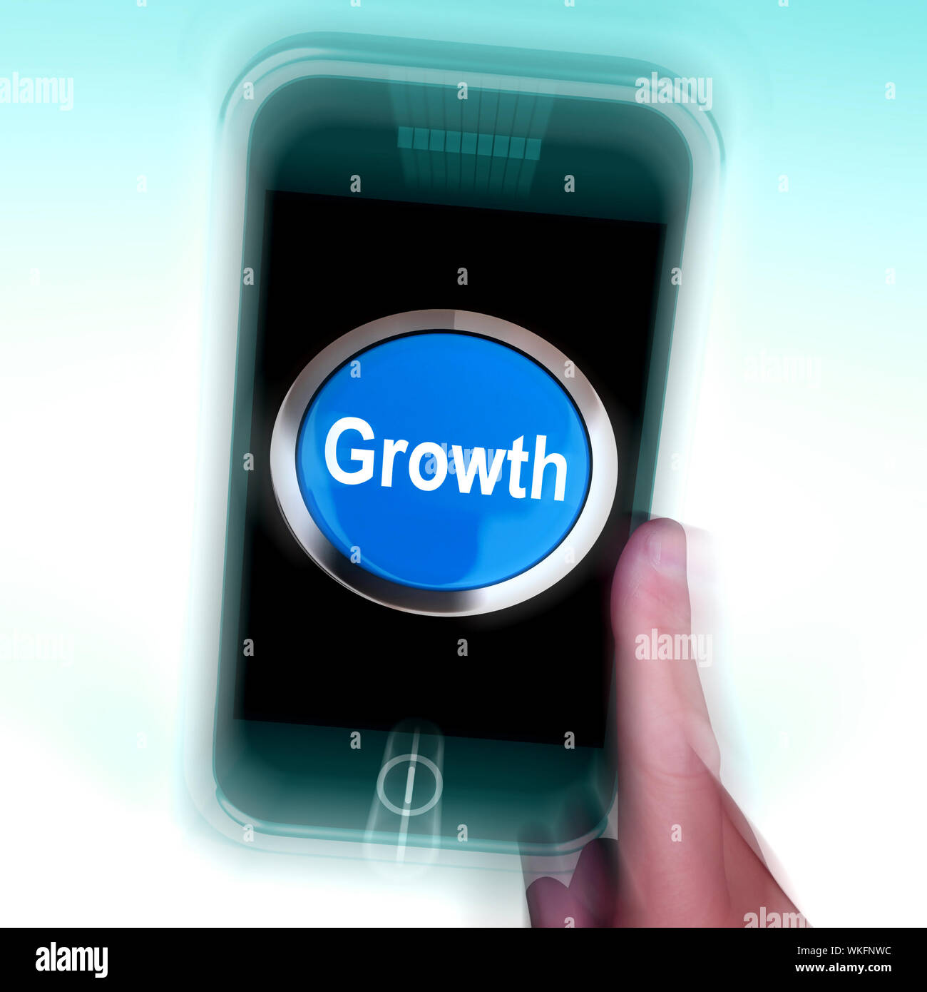Growth On Mobile Phone Meaning Get Better Bigger And Developed Stock