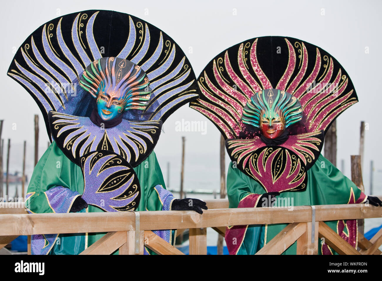 Two people in costume at the Venice Carnival Stock Photo - Alamy