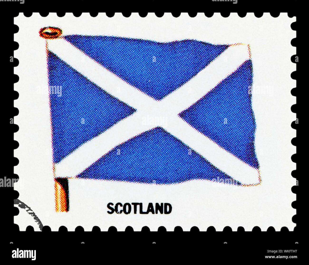 SCOTLAND FLAG - Postage Stamp isolated on black background. Stock Photo
