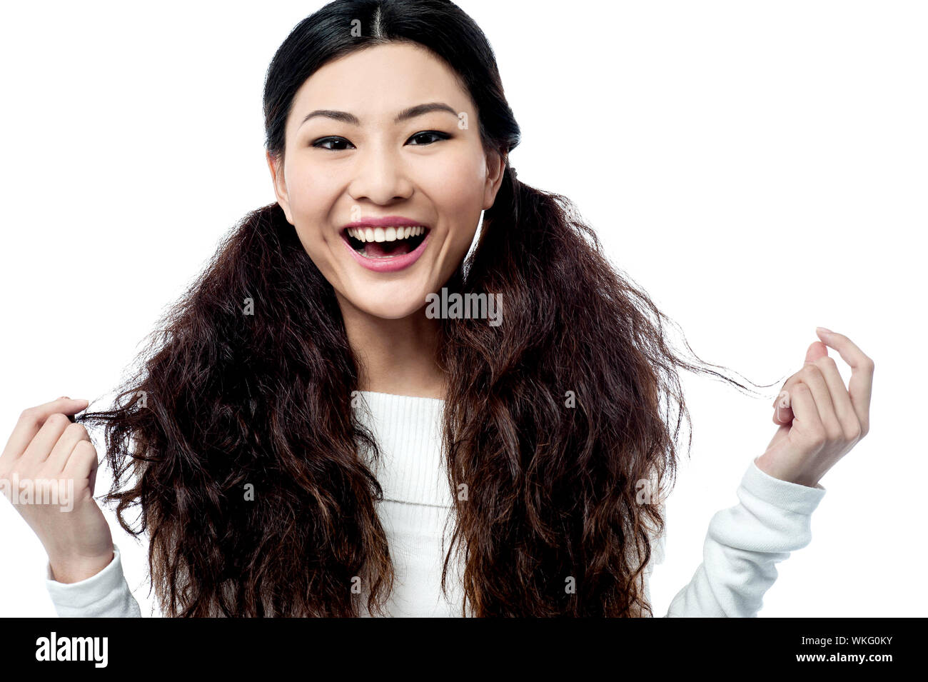 Beautiful Smiling Chinese Girl Over White Stock Photo 270185775