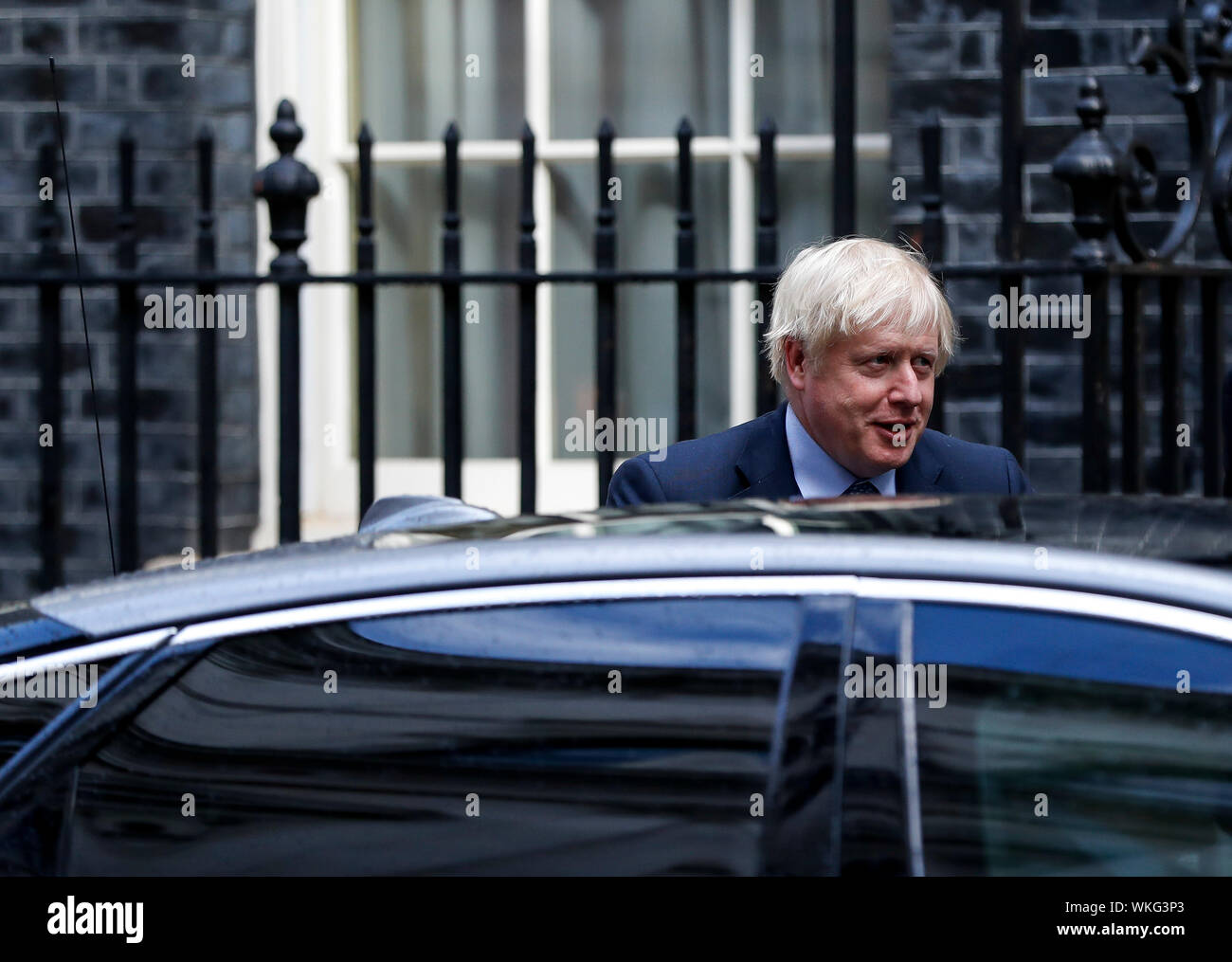 London, Britain. 4th Sep, 2019. British Prime Minister Boris Johnson leaves 10 Downing Street for the Prime Minister's Questions at the House of Commons in London, Britain, on Sept. 4, 2019. Credit: Han Yan/Xinhua/Alamy Live News Stock Photo