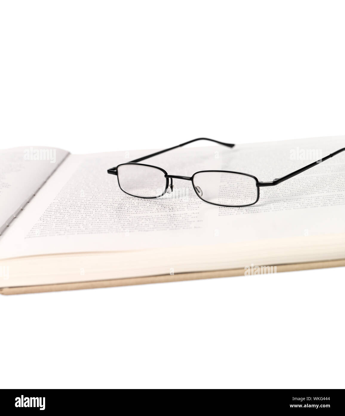 Readingglasses in a spread book Stock Photo Alamy