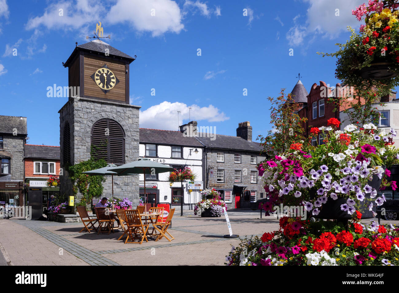 Clock Tower Ancaster Square Llanrwst Conwy Wales Stock Photo