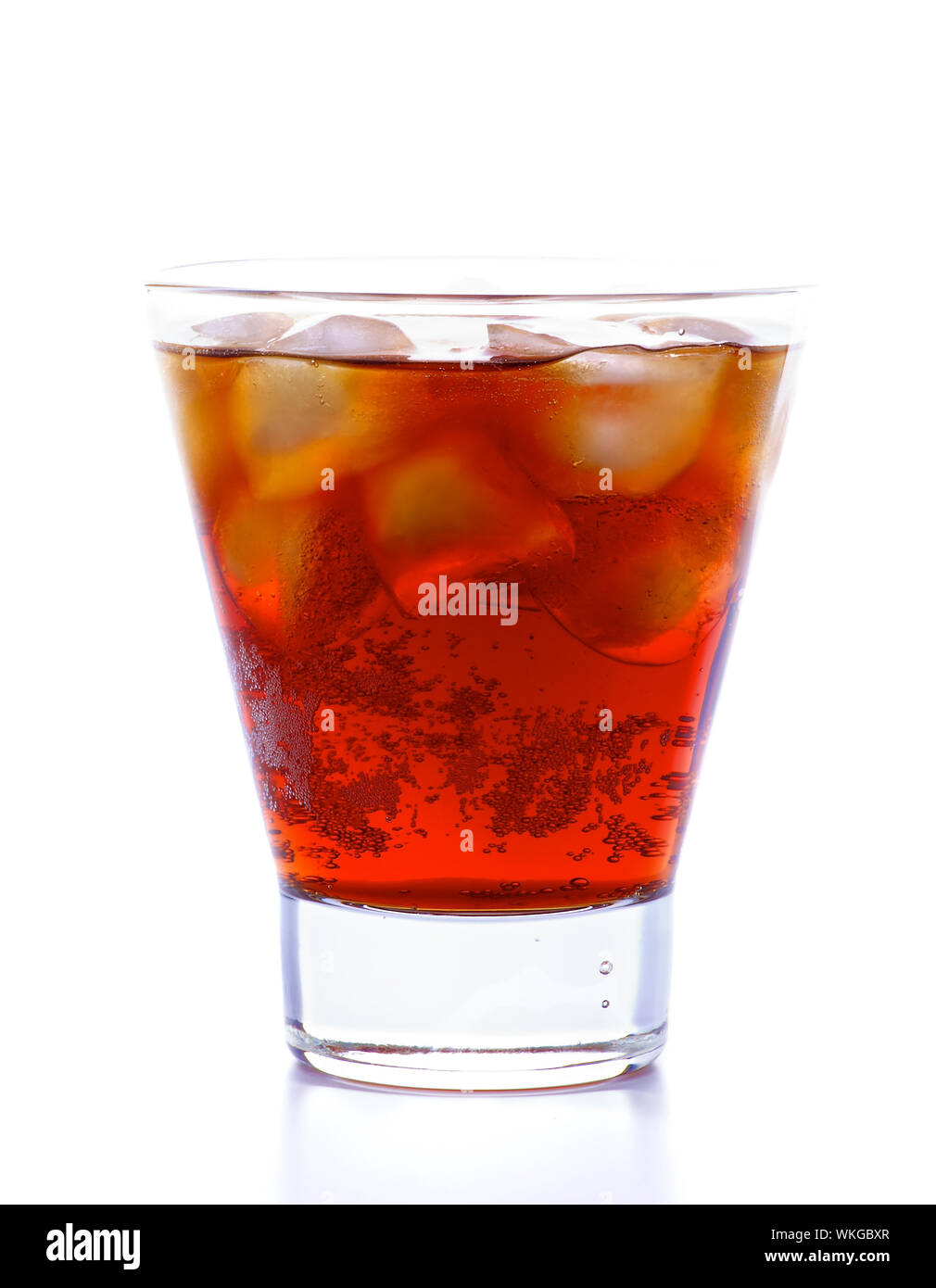 Glass with Cold Cola with Ice Cubes isolated on white background Stock ...