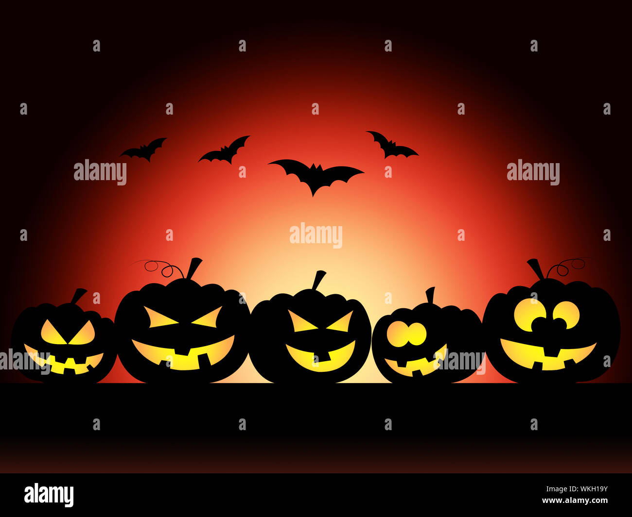 Pumpkin Bats Showing Trick Or Treat And Halloween Icons Stock Photo