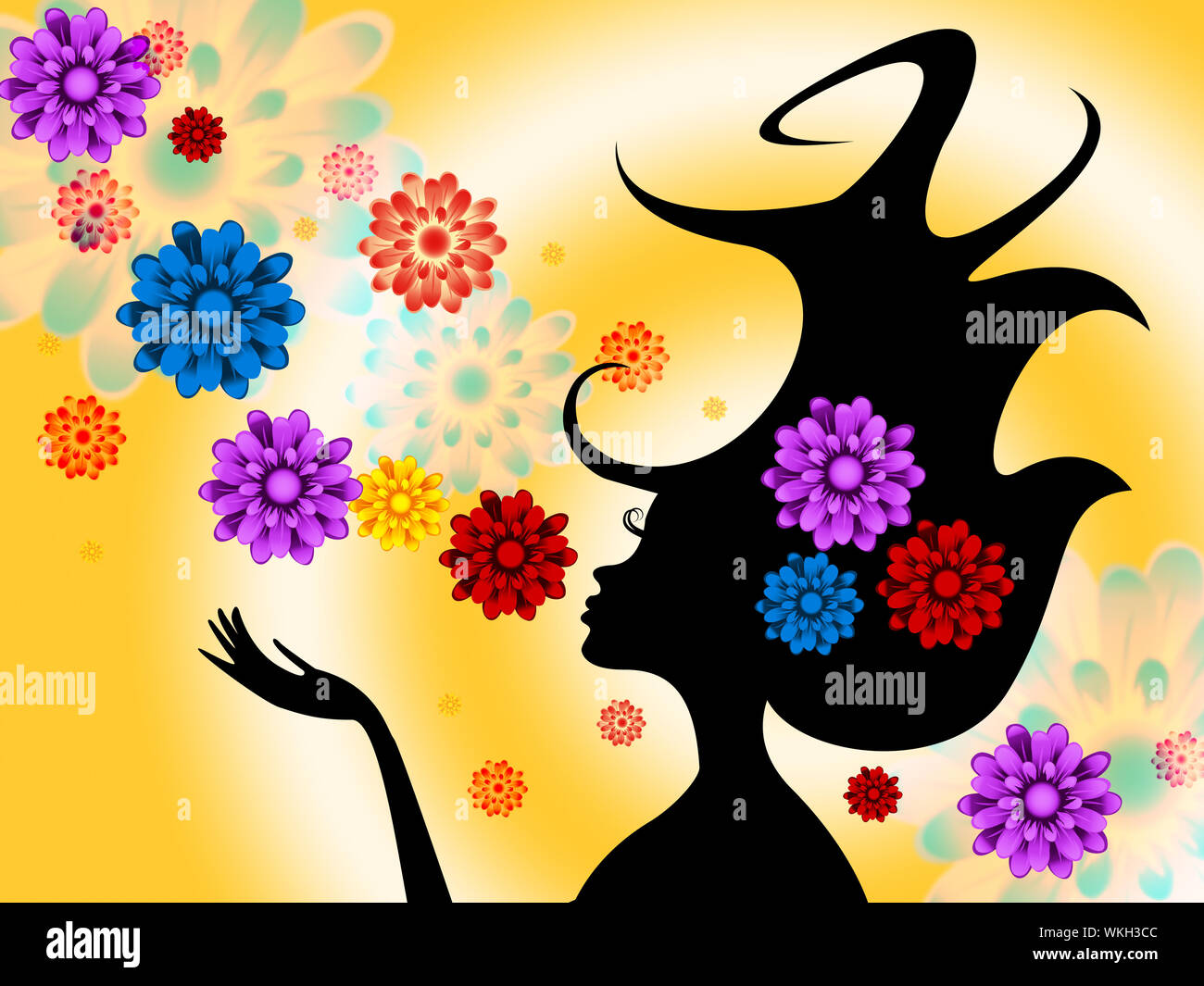 Woman Hair Meaning Bouquet Flower And Lassie Stock Photo Alamy