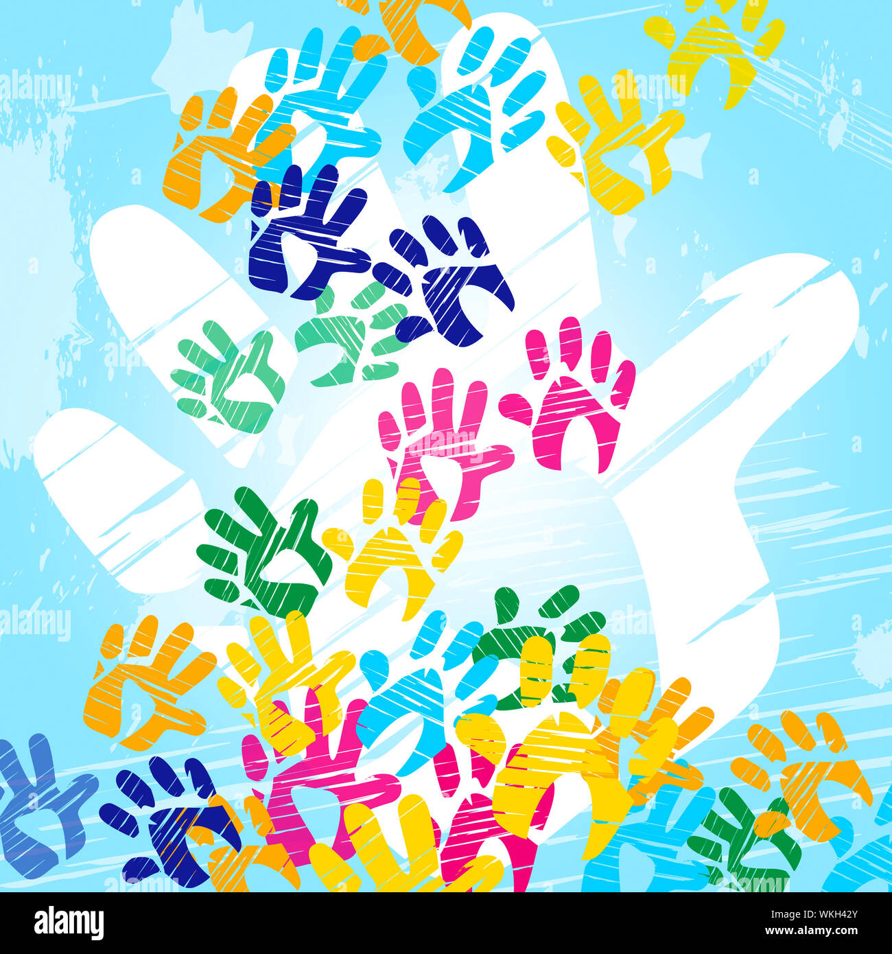 Handprints Color Representing Colour Watercolor And Human Stock Photo ...