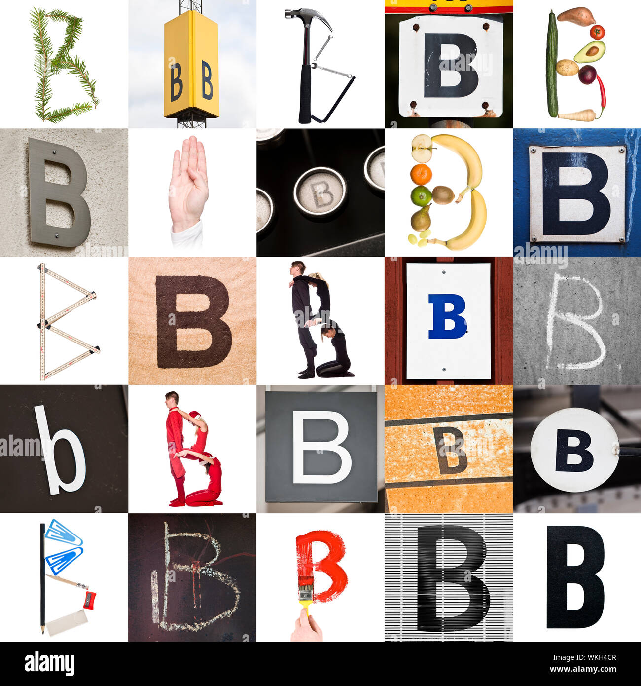 Collage With 25 Images With Letter B Stock Photo - Alamy