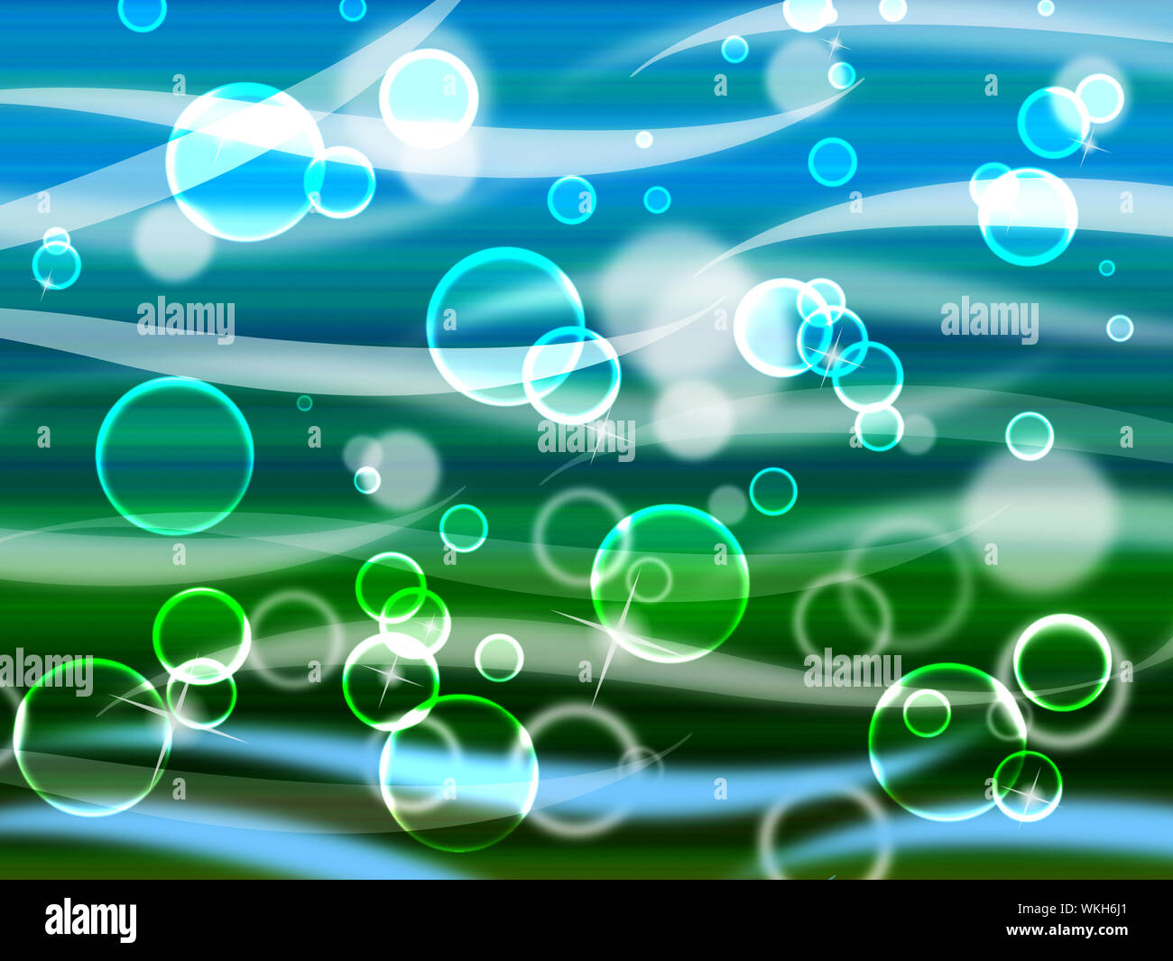 Sea Waves Background Meaning Wavy And Twinkling Bubbles Stock Photo