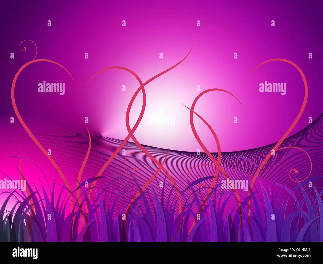 Grass Heart Background Showing Romantic Landscape Or Wallpaper Stock Photo  - Alamy