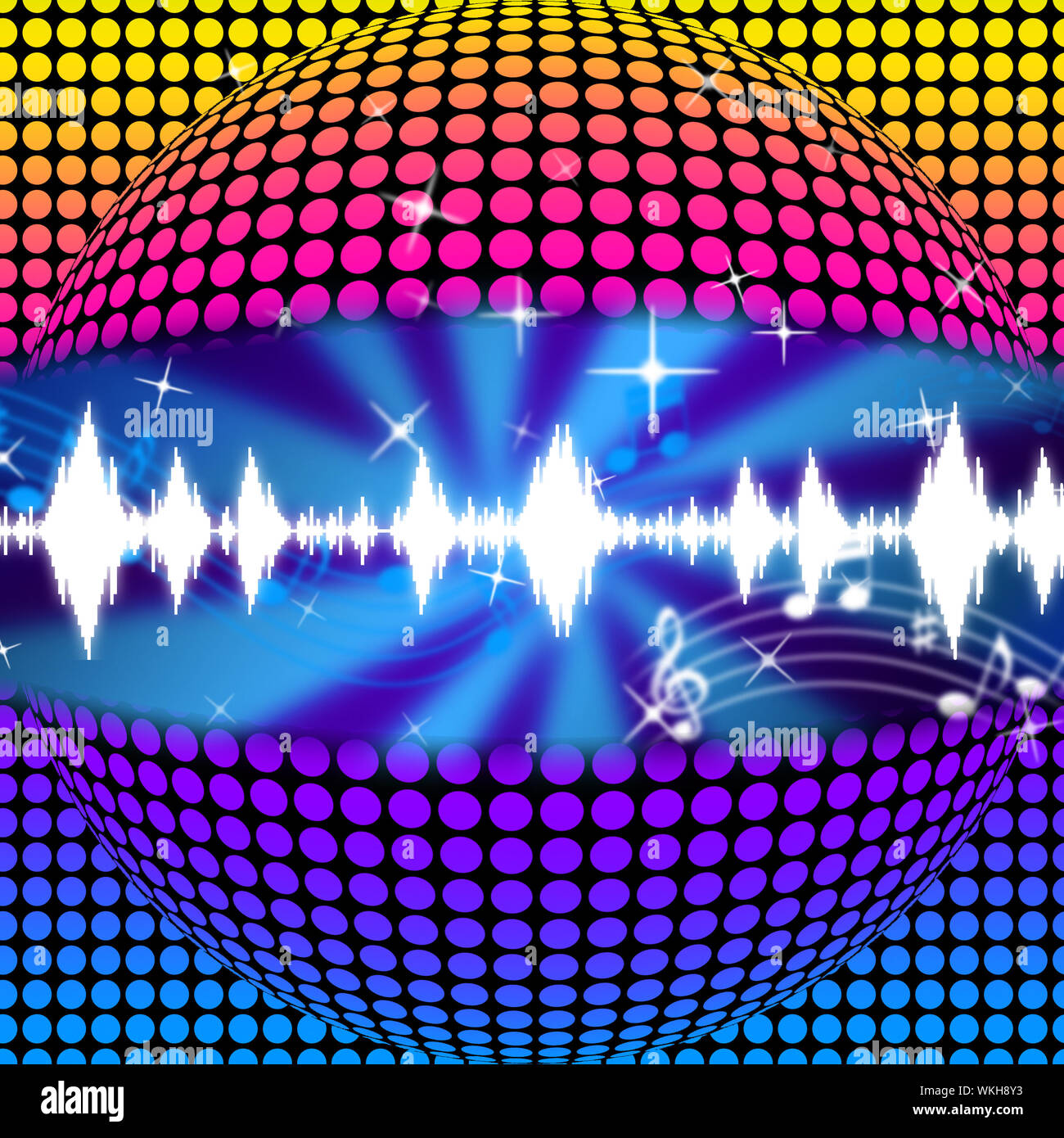 Music Disco Ball Background Meaning Soundwaves And Partying Stock Photo