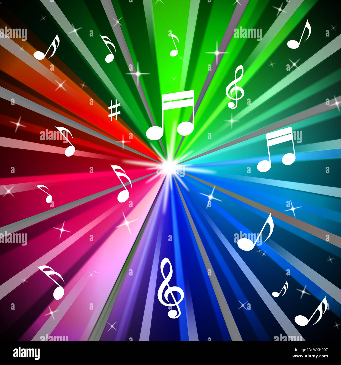 Colorful Music Background Meaning Beams Light And Songs Stock Photo