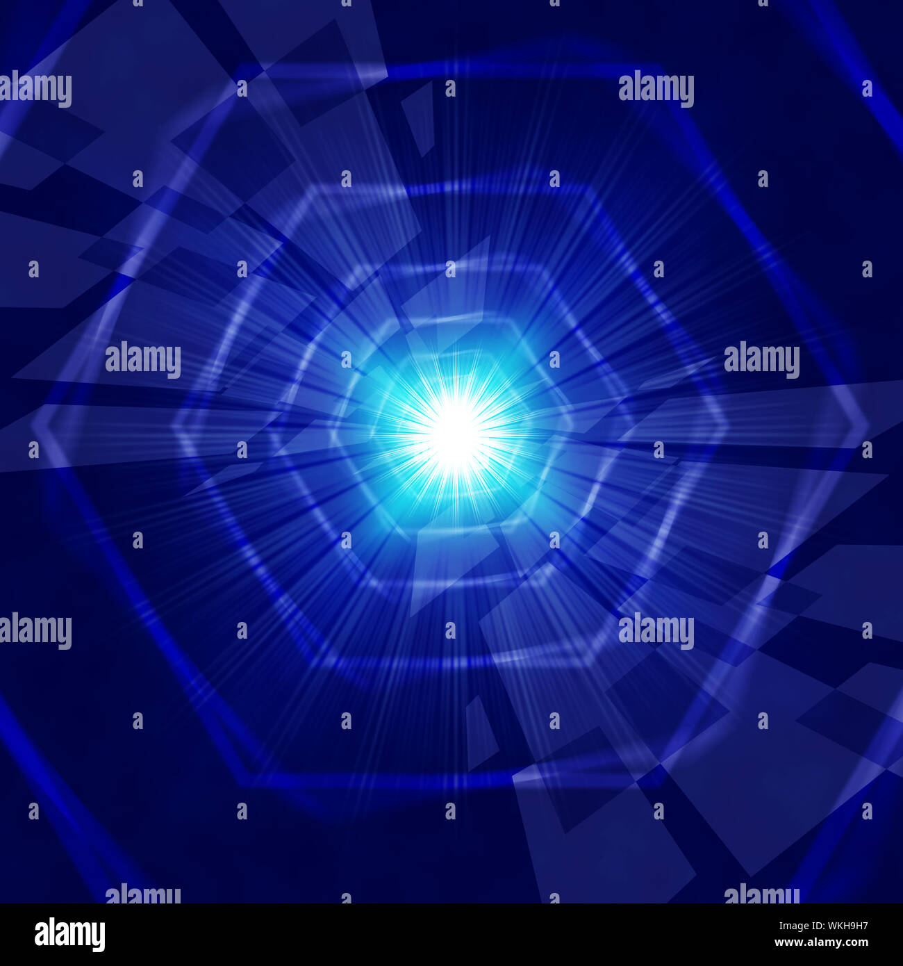 Blue Light Background Showing Hexagons Beams And Shining Stock Photo ...