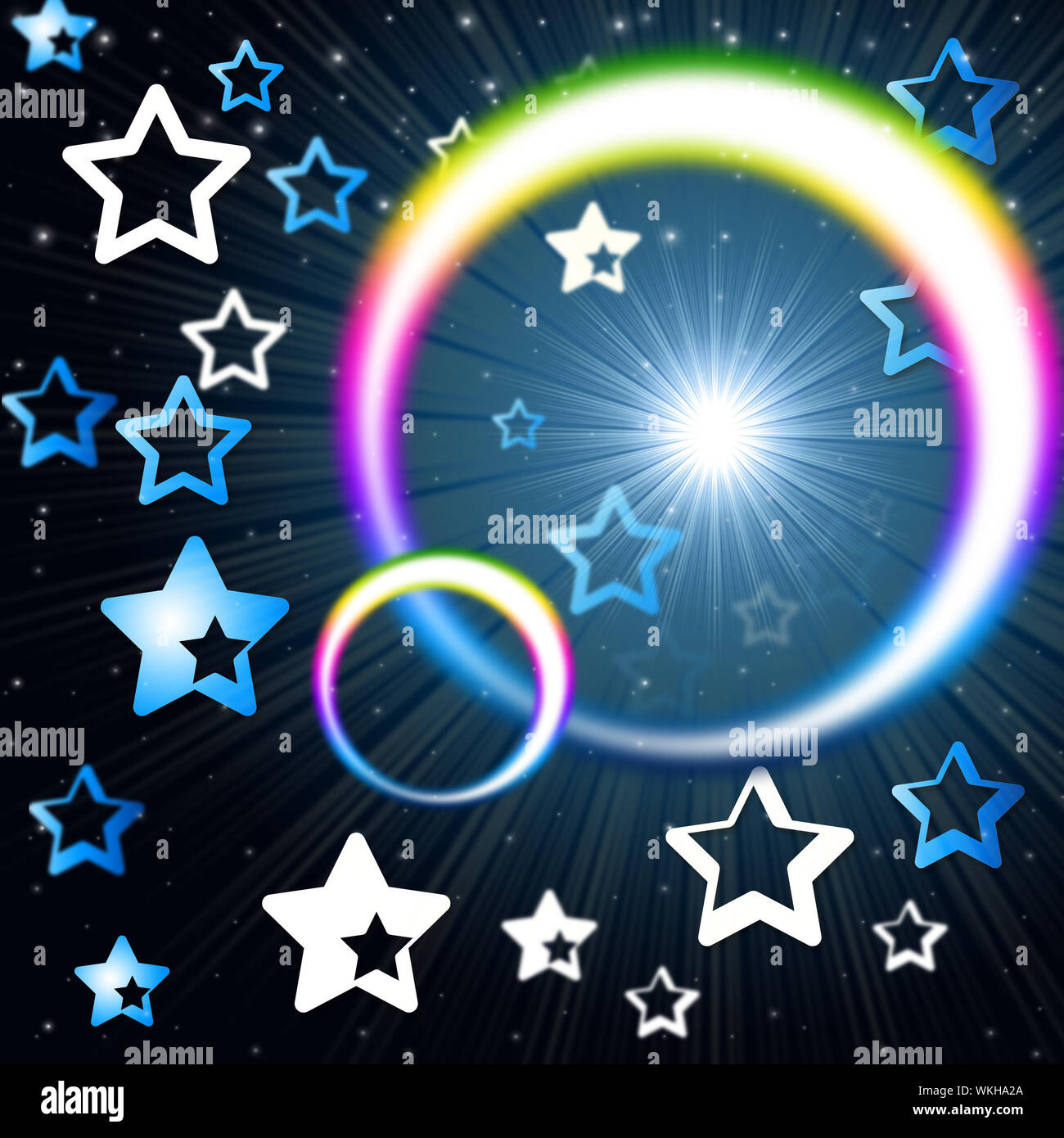 Rainbow Circles Background Meaning Glowing Star And Stars Stock Photo Alamy