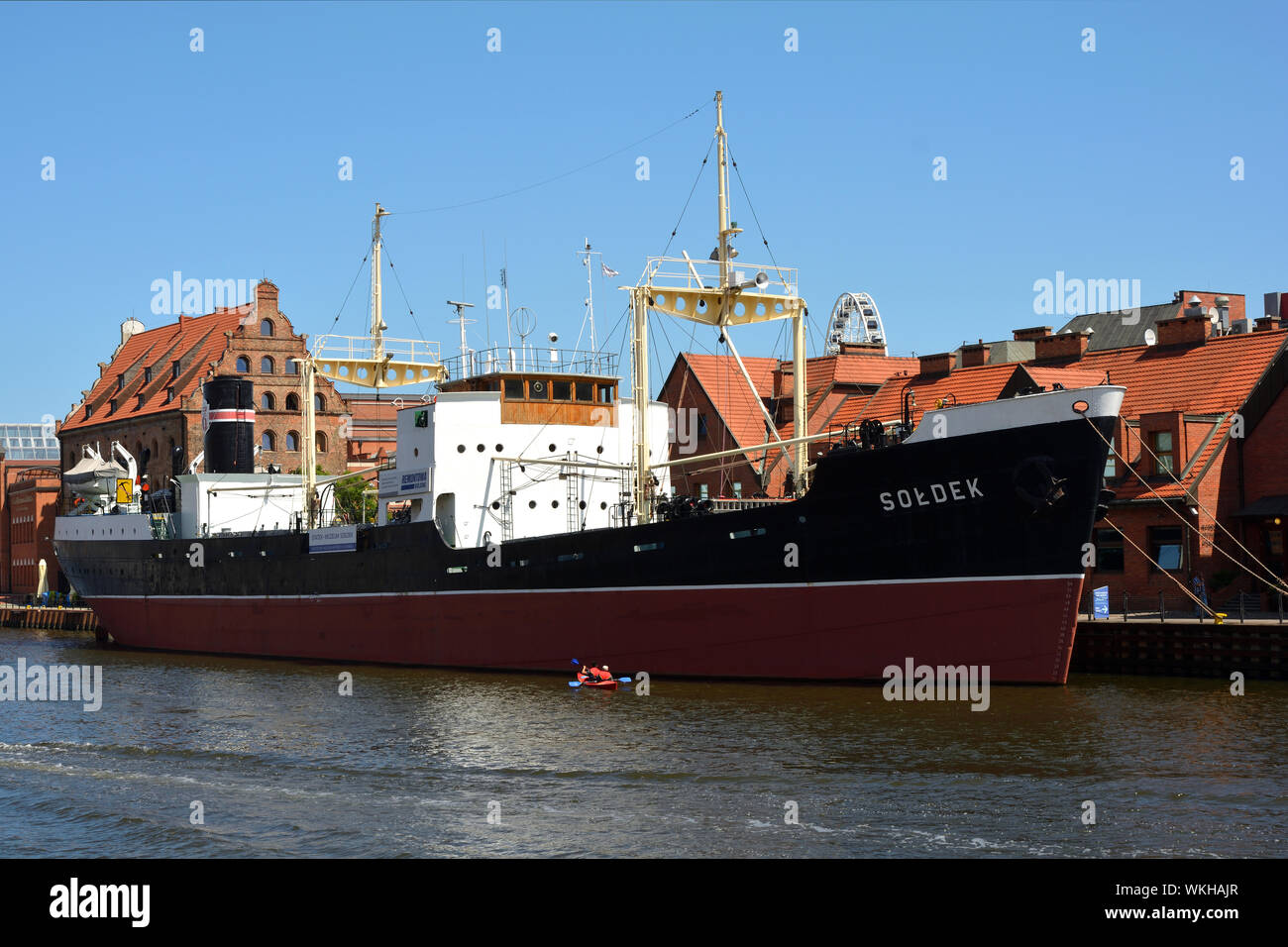 Museum ship Soldek in the National Maritime Museum on the river Motlawa in Gdansk - Poland. Stock Photo