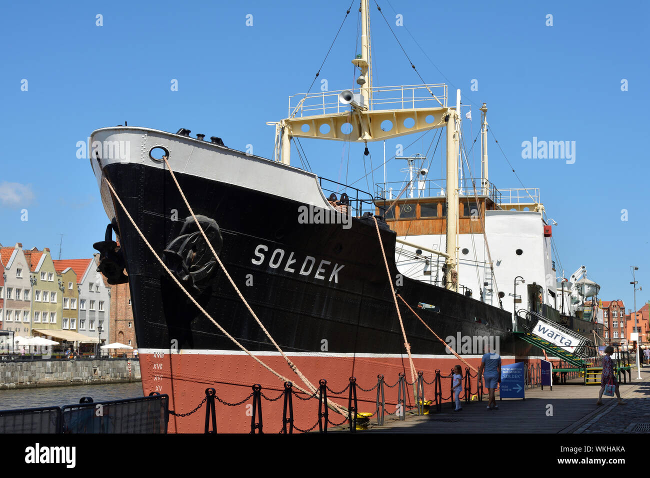 Museum ship Soldek in the National Maritime Museum on the river Motlawa in Gdansk - Poland. Stock Photo