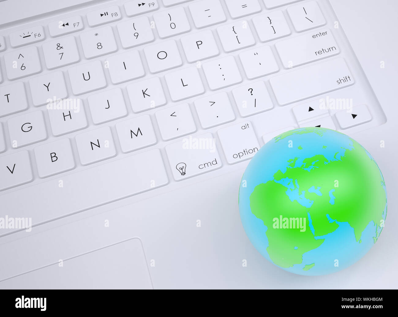 Earth on the keyboard. View from above Stock Photo