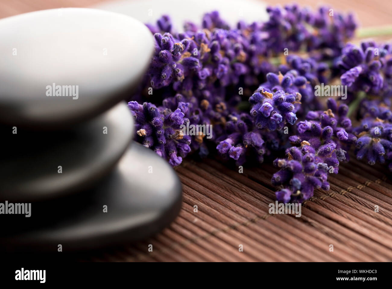 Lavender and massage stones Stock Photo