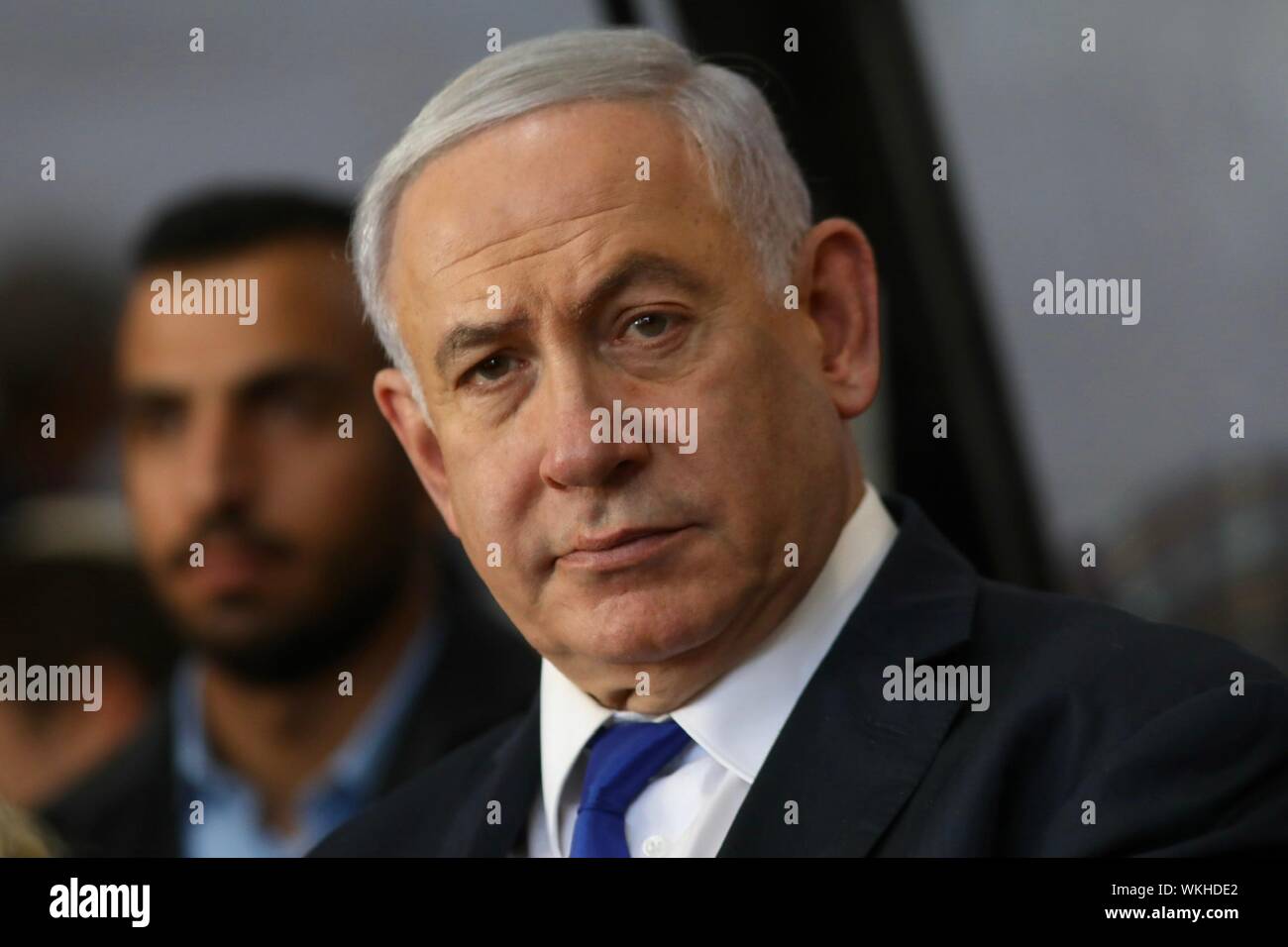 Hebron, Palestinian Territories. 04th Sep, 2019. Israeli Prime Minister Benjamin Netanyahu attends a state memorial ceremony commemorating 90 years since the 1929 Hebron massacre, during which 67 Jews were killed in Palestinian riots, at the Tomb of the Patriarchs. Credit: Ilia Yefimovich/dpa/Alamy Live News Stock Photo