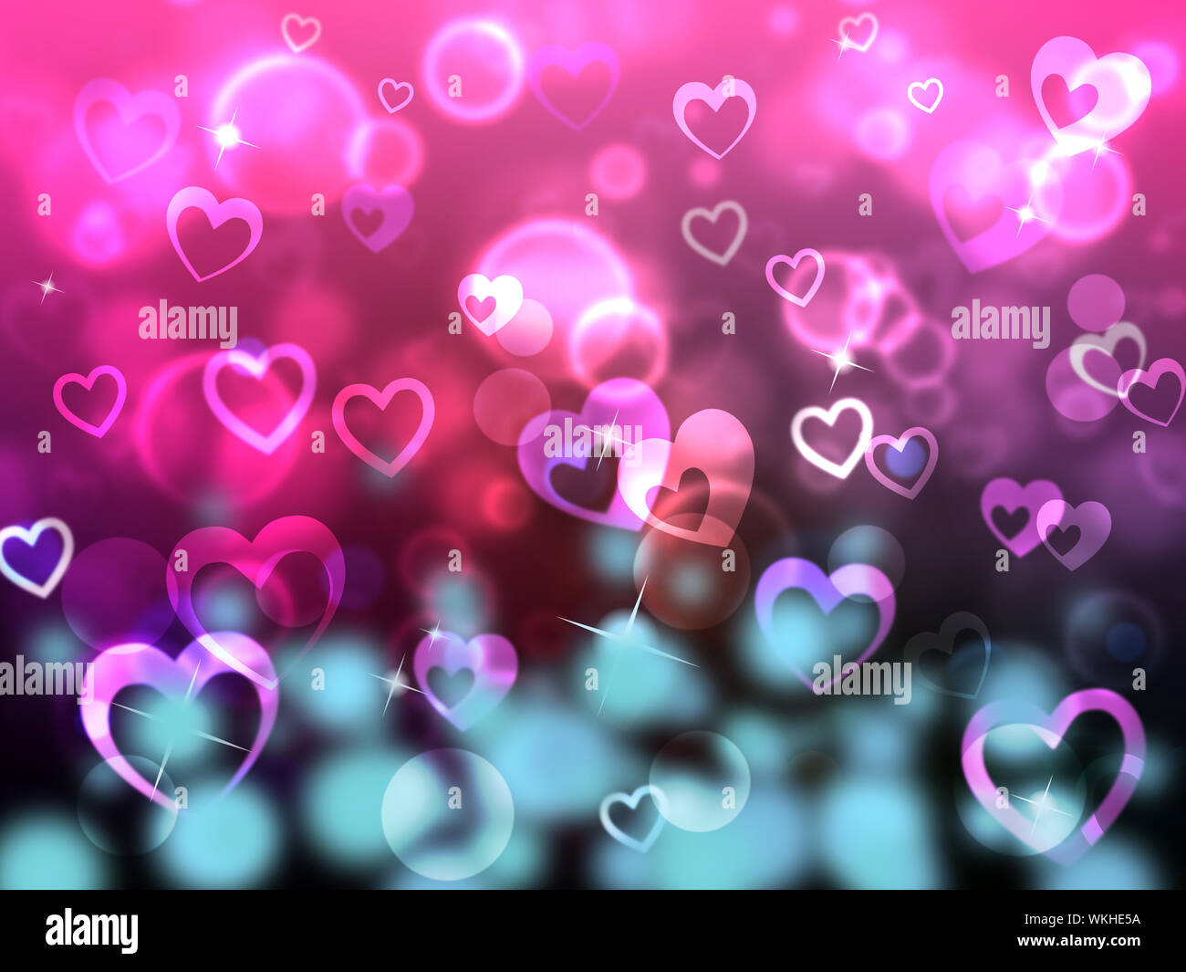 Glow Hearts Indicating Valentines Day And Blazing Stock Photo - Alamy