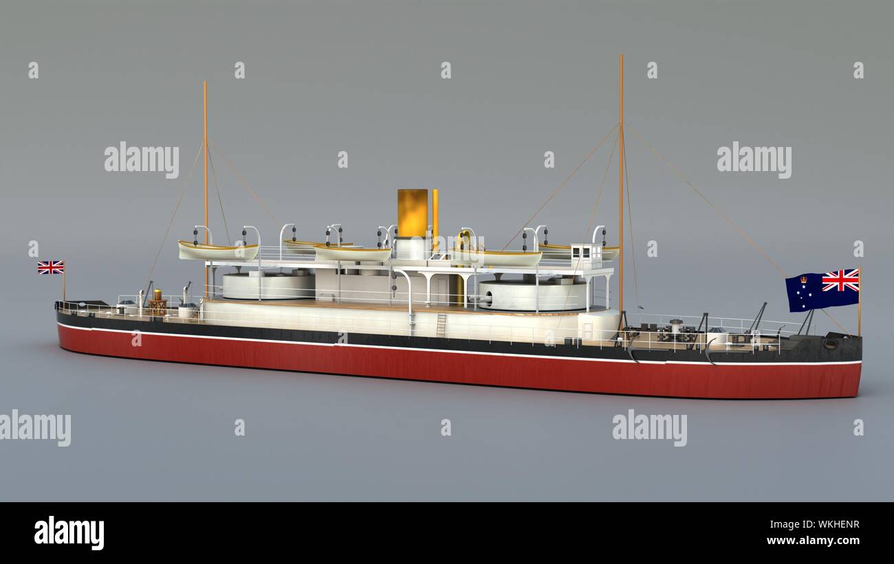 9D illustration. HMVS/HMAS Cerberus 9, breastwork monitor that 9D illustration. HMVS/HMAS Cerberus 9, breastwork monitor that