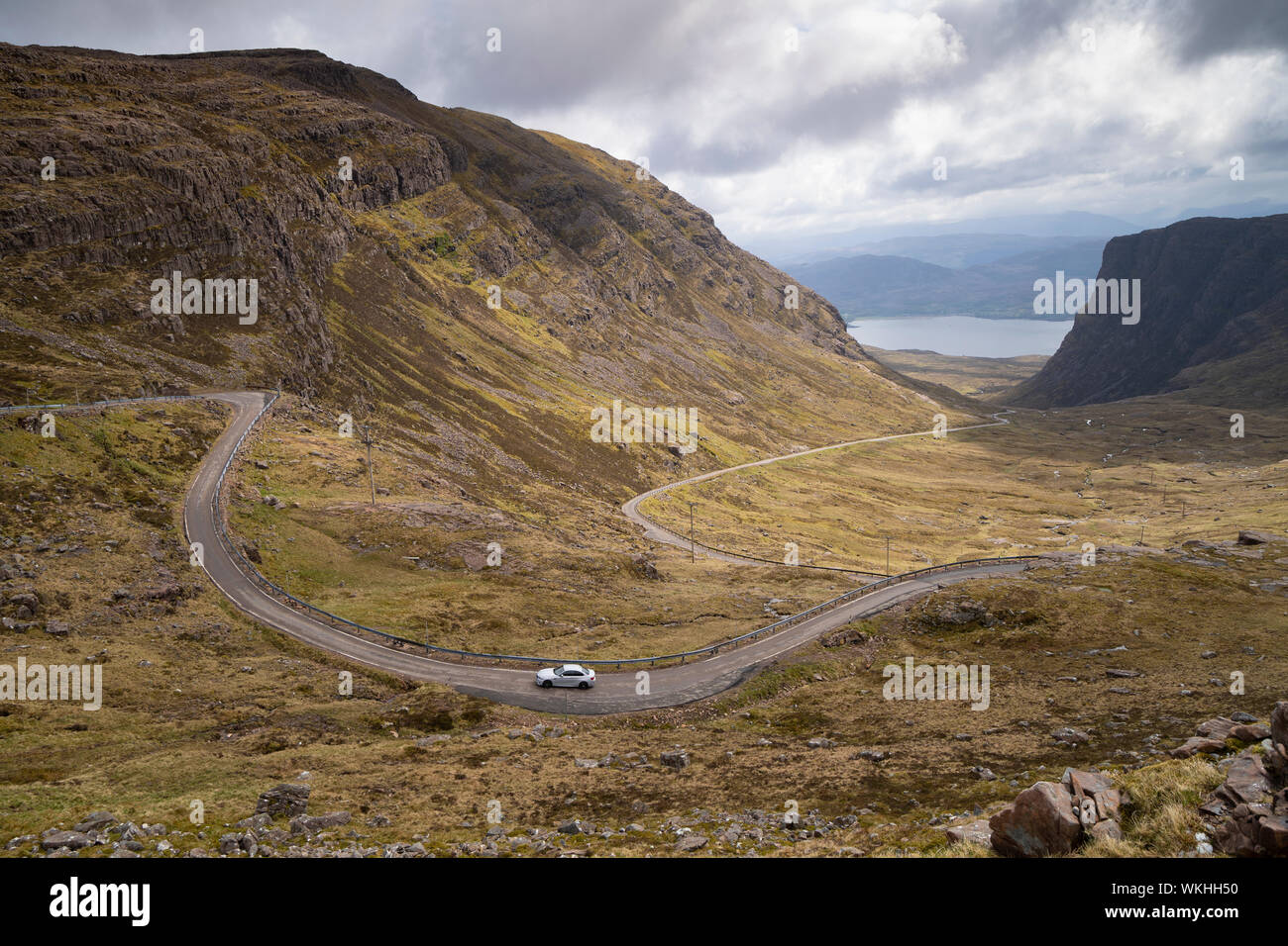 Bealach na bapass on Applecross Peninsula on the North Coast 500 tourist motoring route in northern Scotland, UK Stock Photo