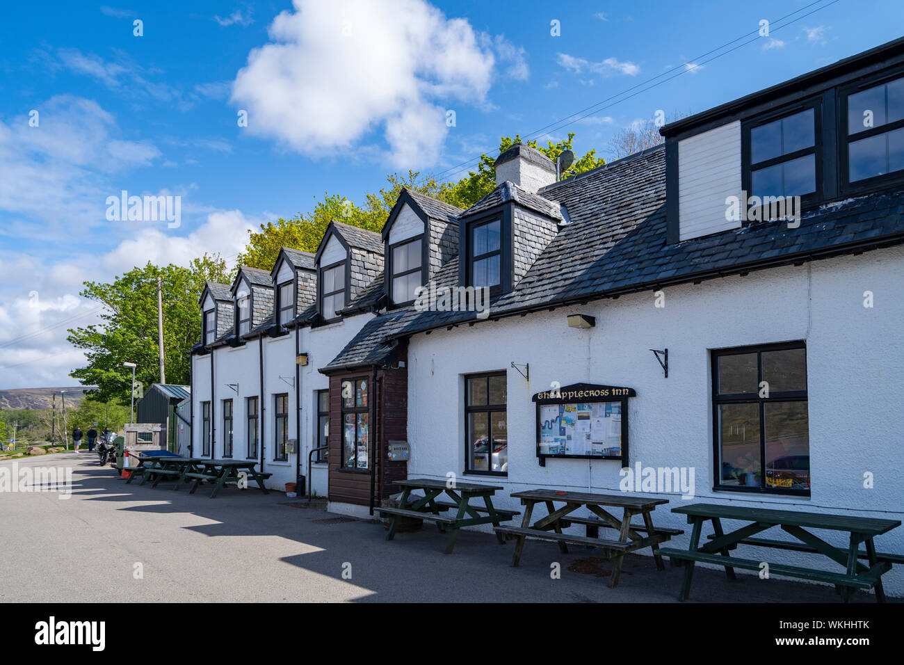 Applecross Inn hotel on the North Coast 500 tourist motoring route in northern Scotland, UK Stock Photo