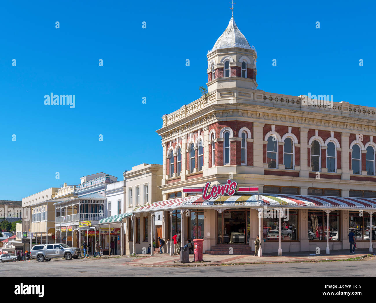 Shops in the historic town centre, Grahamstown (Makhanda), Eastern Cape, South Africa Stock Photo