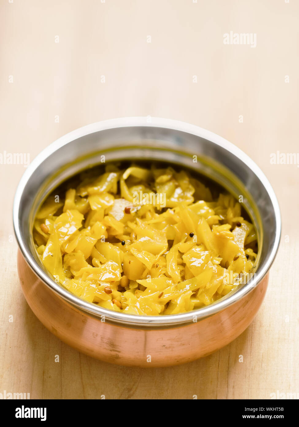 close up of a bowl of spicy indian vegetarian cabbage thoran Stock ...