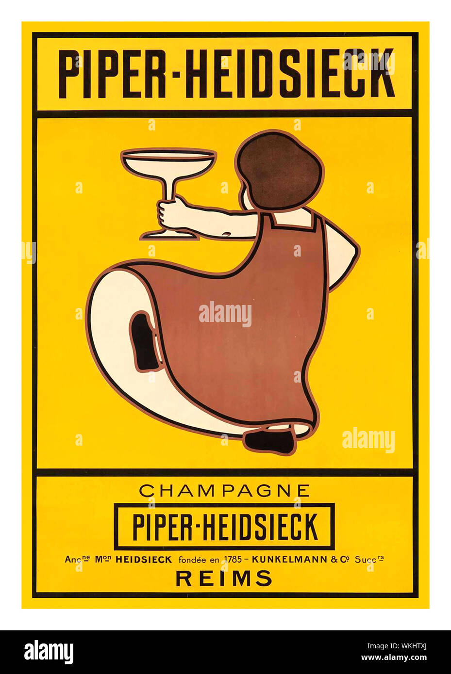 CHAMPAGNE Vintage 1900's graphic light humour champagne poster ‘PIPER-HEIDSIECK French CHAMPAGNE’ Reims France 1910 Stock Photo