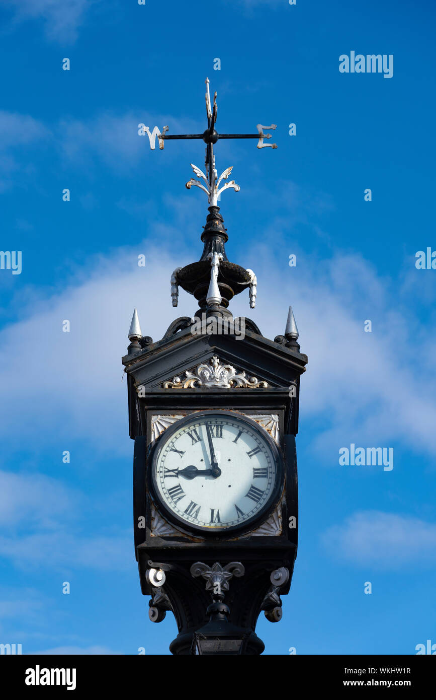 Detail of clock in Ullapool on the North Coast 500 tourist motoring route in northern Scotland, UK Stock Photo