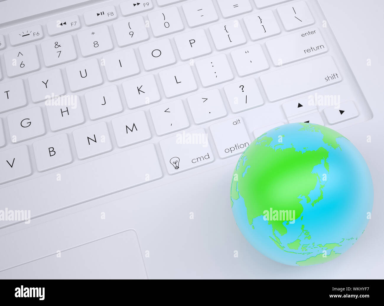 Earth on the keyboard. View from above Stock Photo