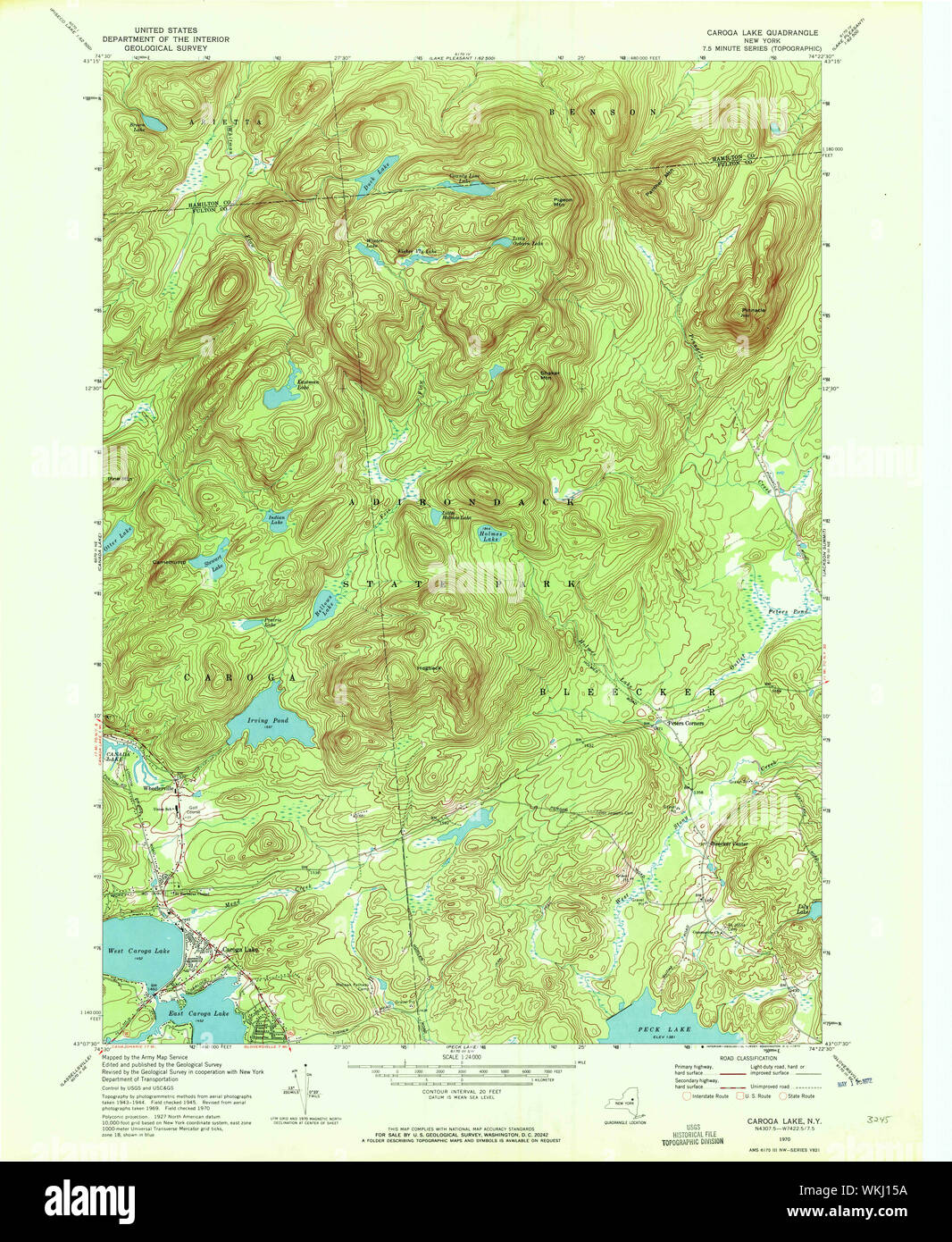 New York NY Caroga Lake 122818 1970 24000 Restoration Stock Photo Alamy