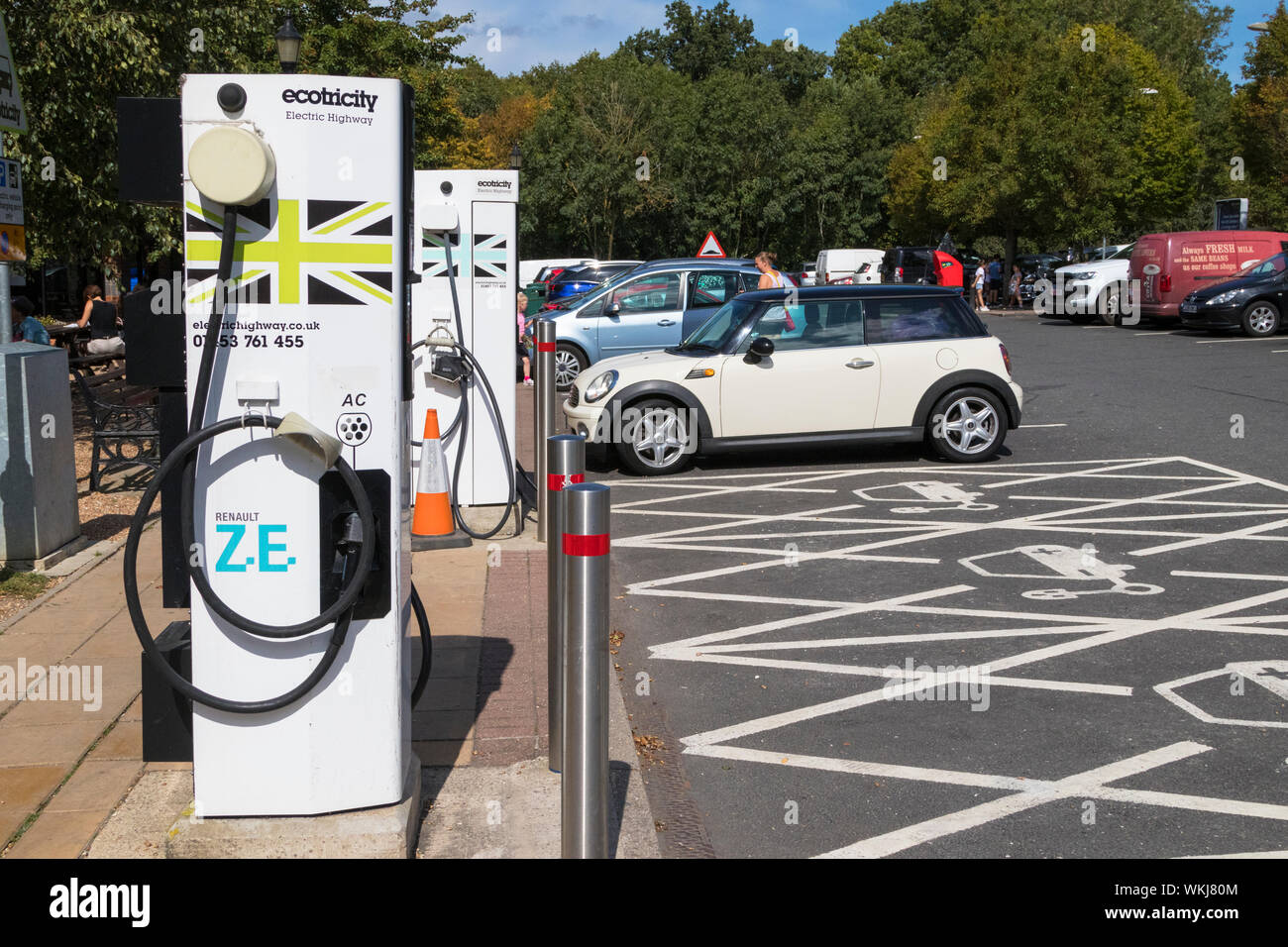 Ecotricity, electric charging point, electric highway,  maidstone service station, kent, uk Stock Photo