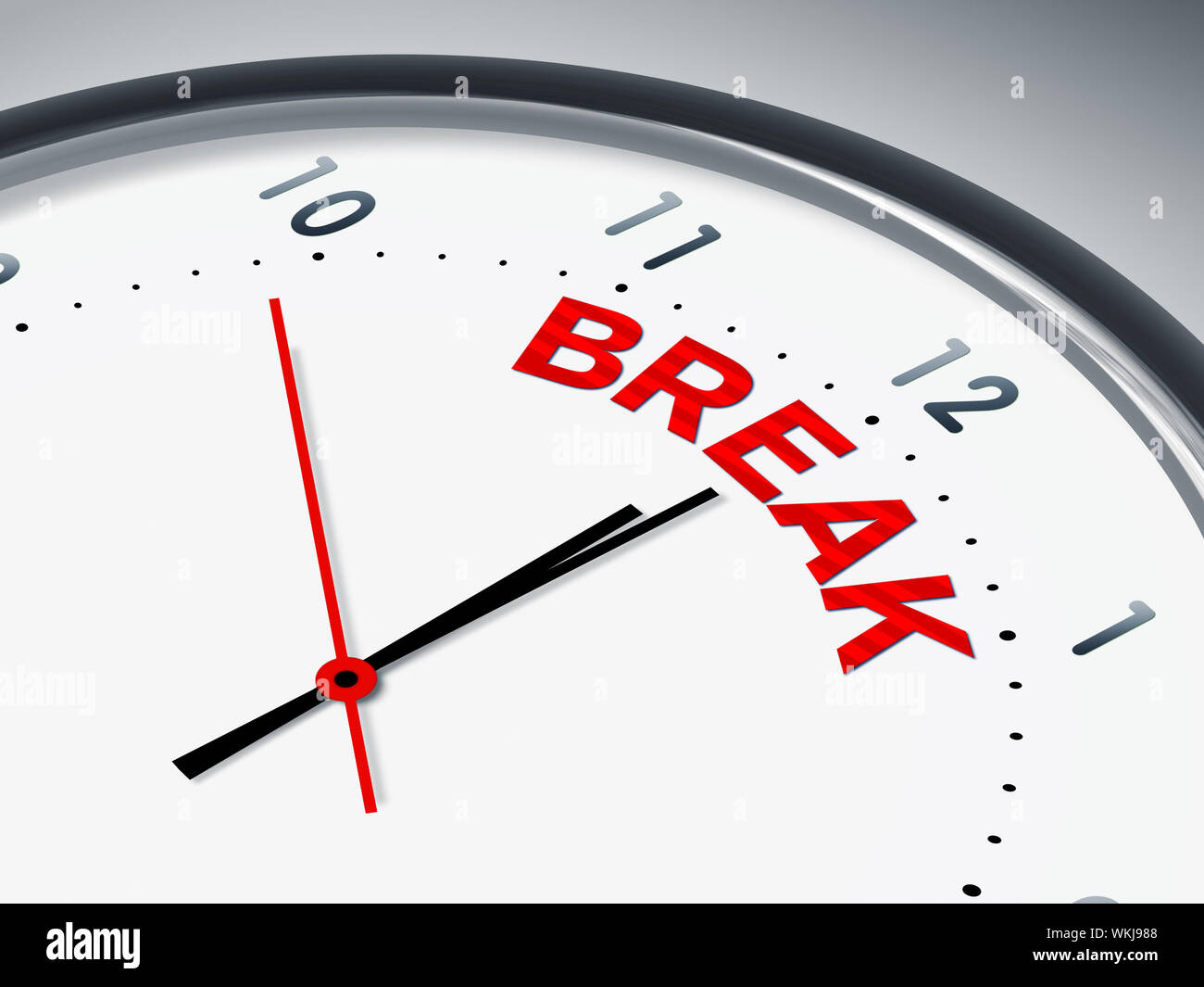 An illustration of a clock with the word break Stock Photo - Alamy