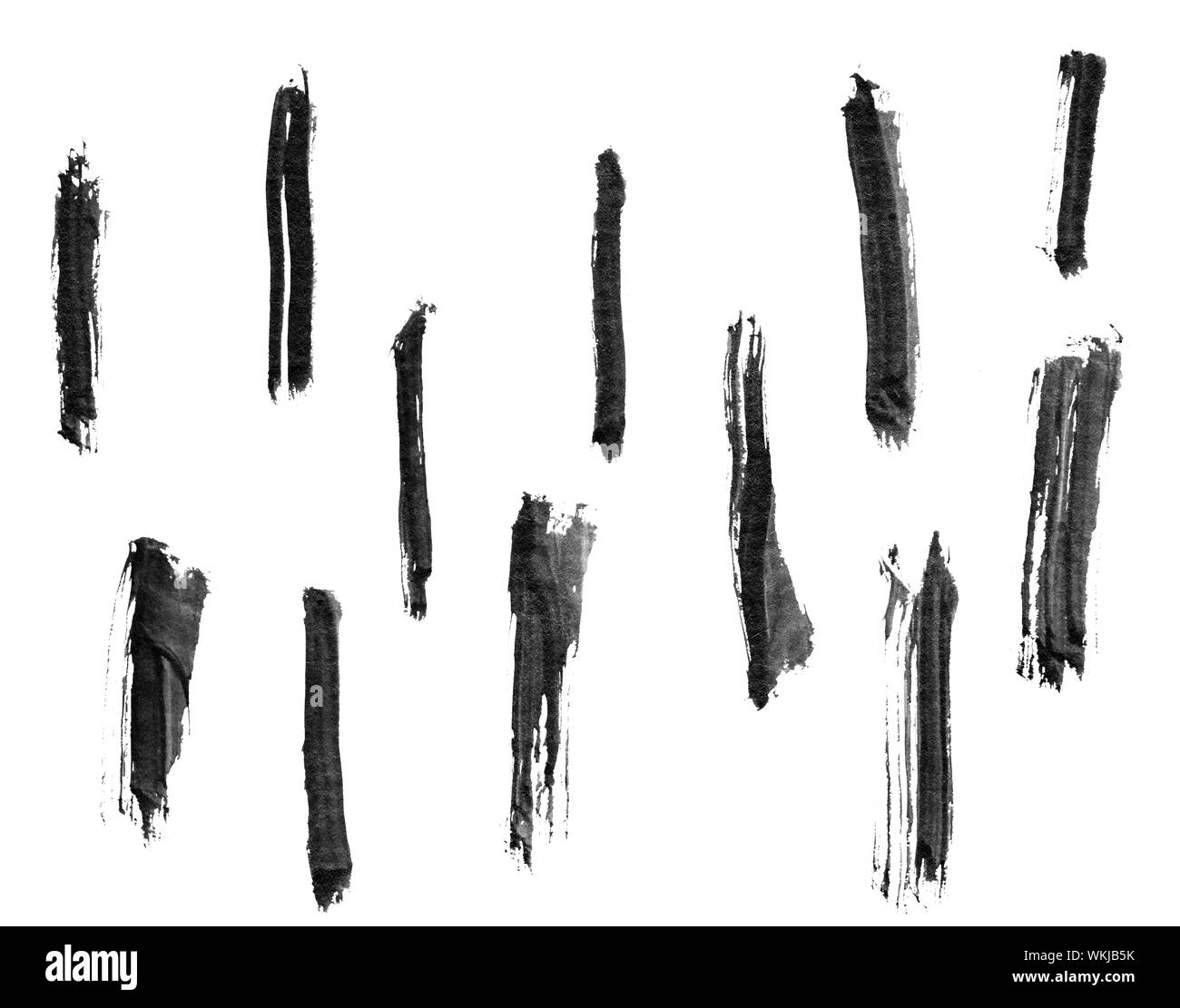 Collection of Chinese ink calligraphy brush, isolated on white Stock