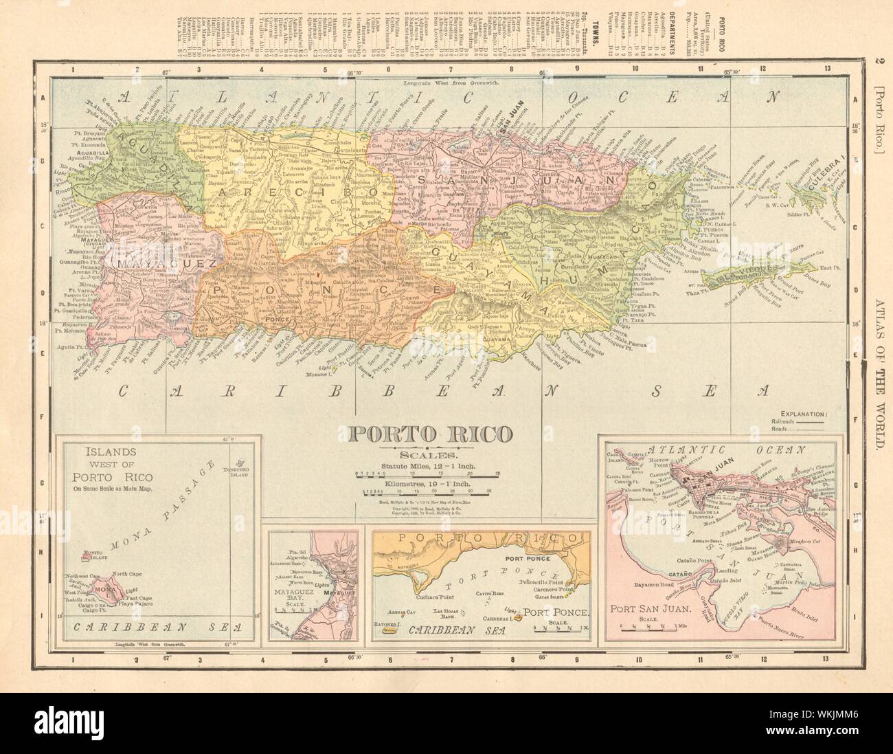 PUERTO RICO. Inset Port San Juan. RAND MCNALLY 1906 old antique map plan chart Stock Photo