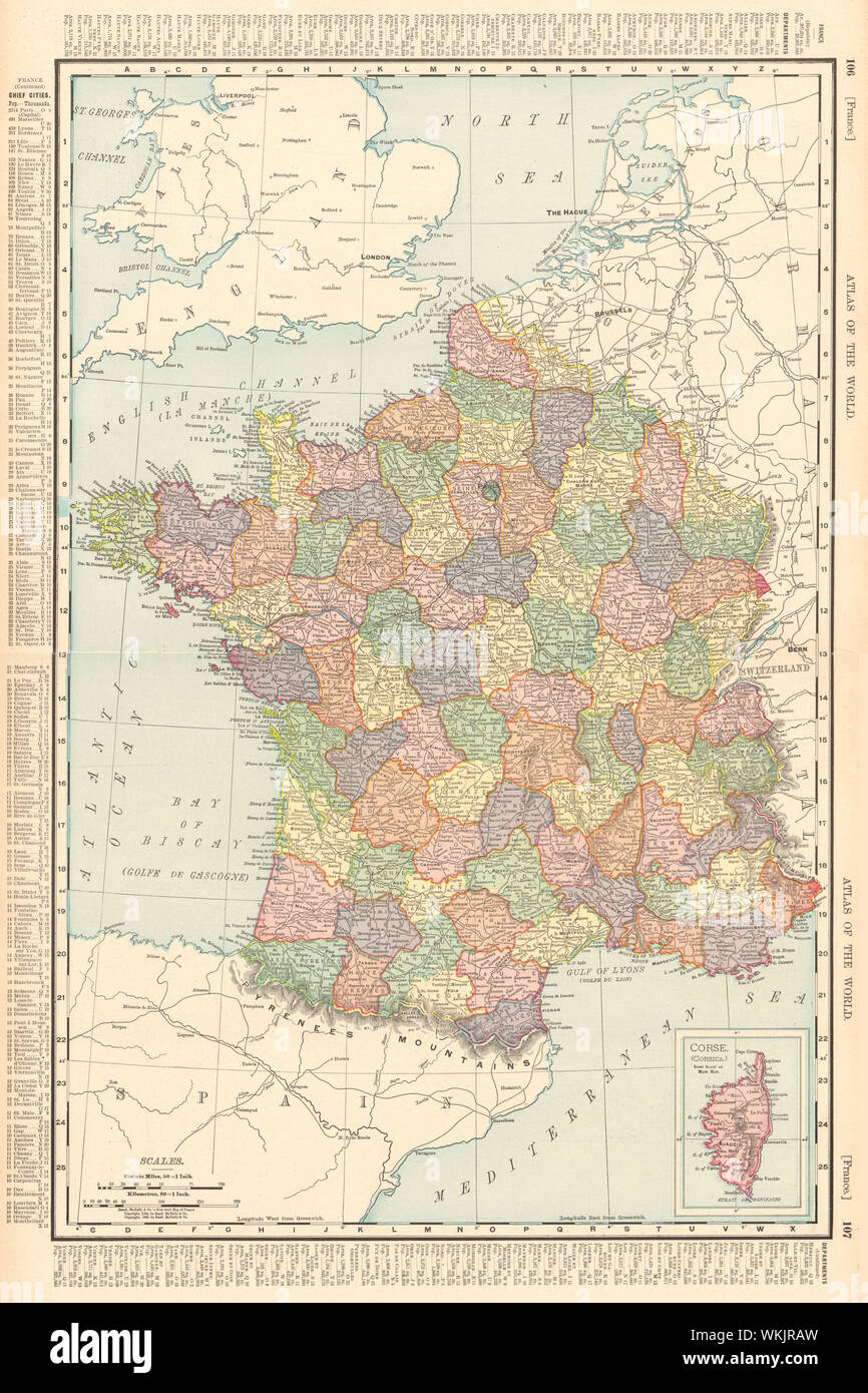France Without Alsace Lorraine Rand Mcnally 1906 Old Antique Map Plan Chart Stock Photo Alamy