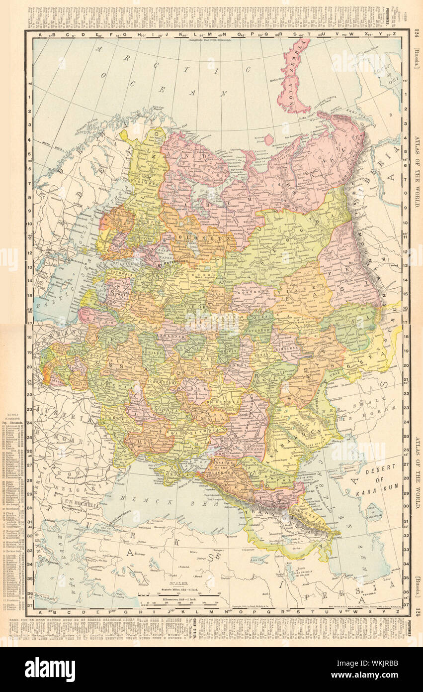 RUSSIA IN EUROPE. Poland Ukraine Caucasus Finland. RAND MCNALLY 1906 old map Stock Photo
