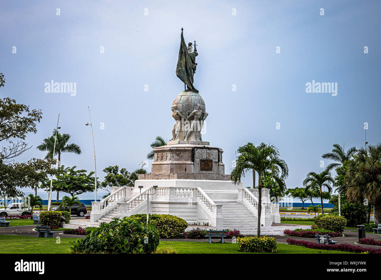 Balboa Monument on cinta costera, Panama City, Panama Stock Photo