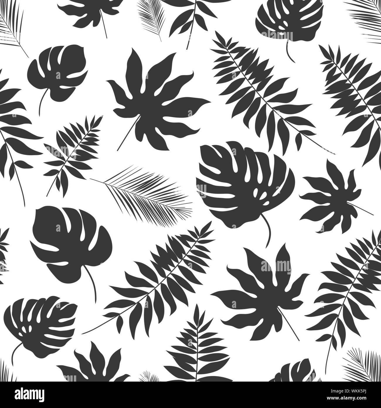 Vector tropical abstract seamless pattern. Tropical palm leaves - Vector illustration Stock Vector