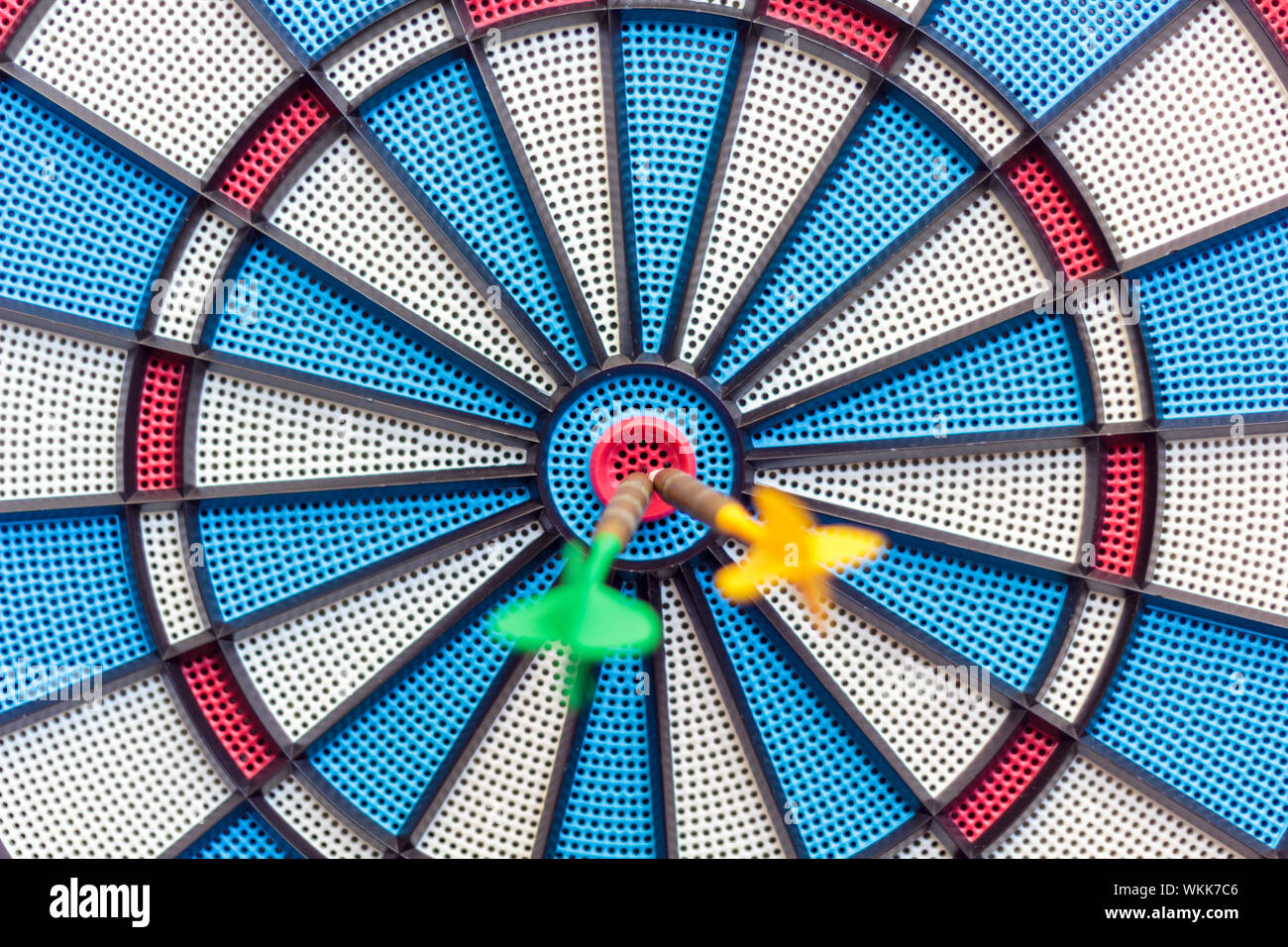 Two dart arrows in target center Stock Photo Alamy