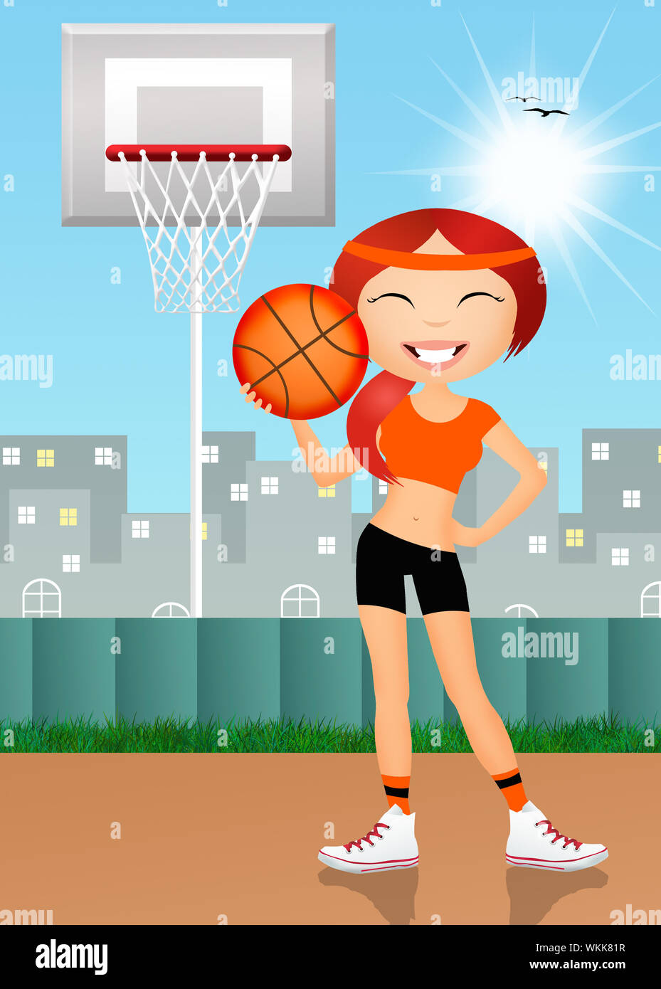 girl playing basketball Stock Photo