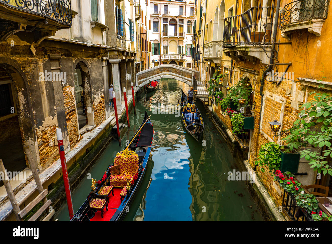 Gondola ride in narrow canal hi-res stock photography and images - Alamy