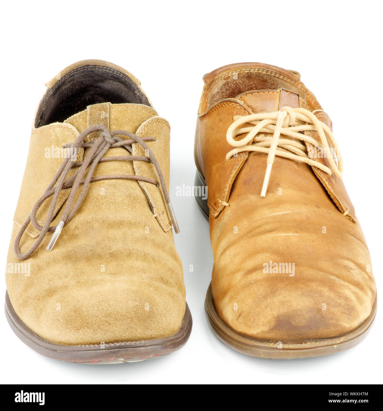 New and Old Men's Beige Chamois Leather Shoes isolated on white
