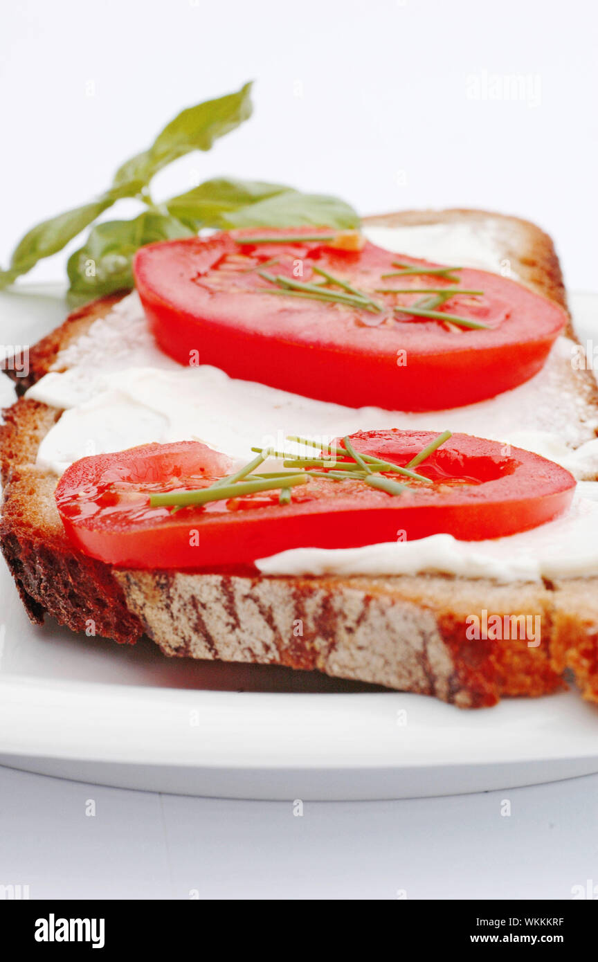 Cheese Spread on Bread Stock Photo Alamy