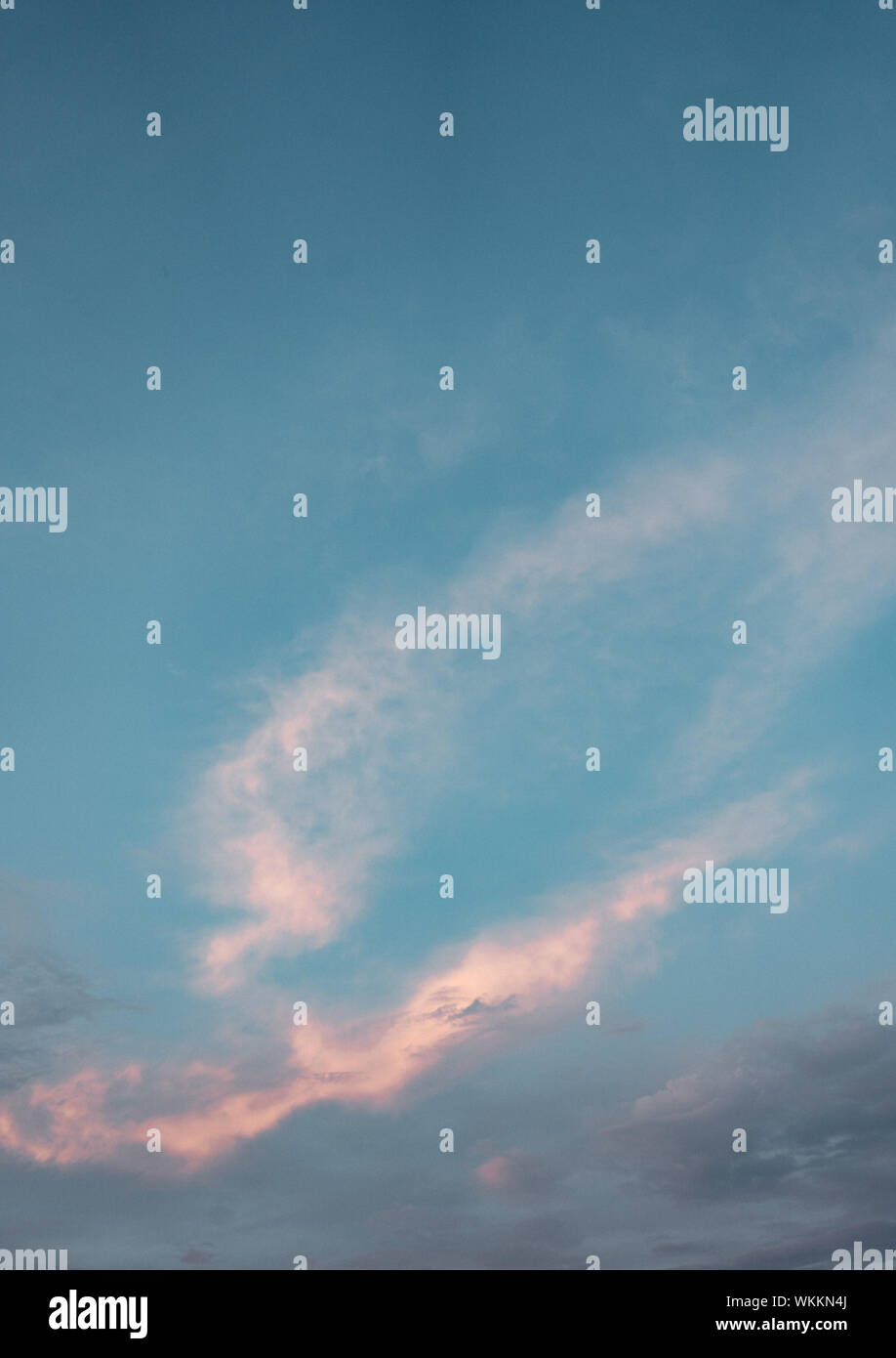 Teal blue sky overlay background with clouds Stock Photo