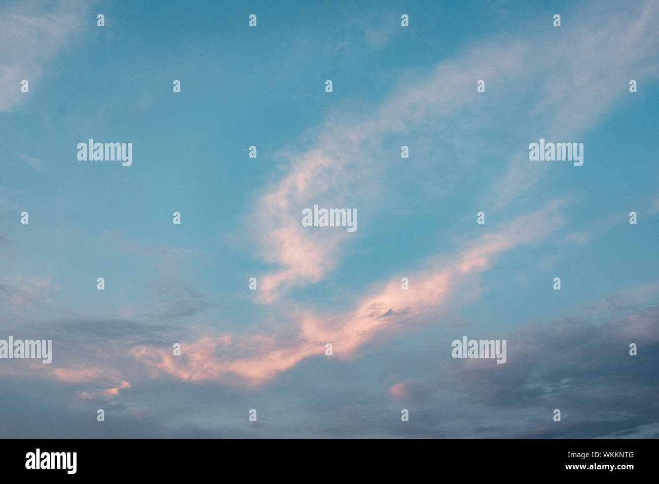 Teal blue sky overlay background with clouds Stock Photo
