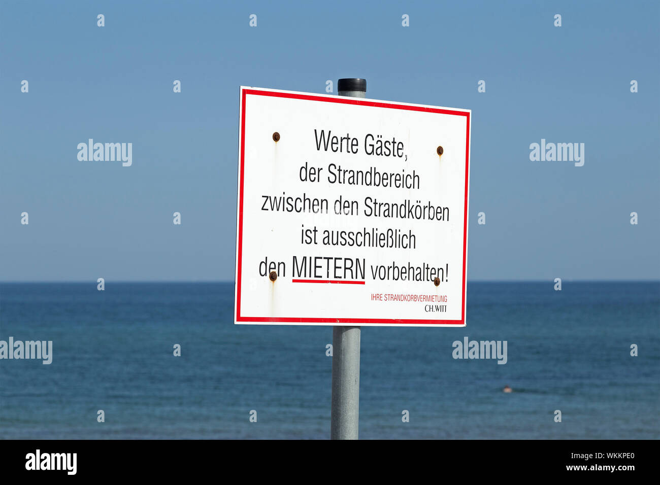 prohibition sign at the beach, Graal-Müritz, Mecklenburg-West Pomerania, Germany Stock Photo