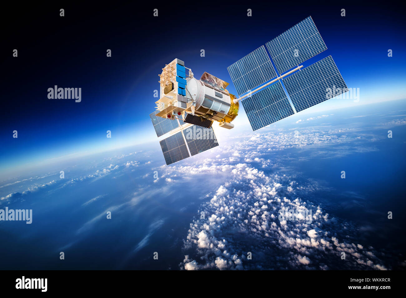 Space satellite orbiting the earth Stock Photo - Alamy